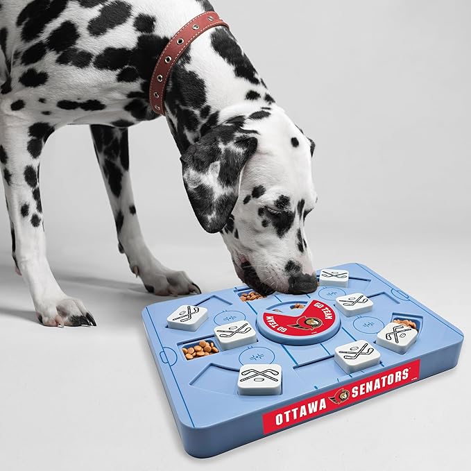 Pets First NHL Ottawa Senators Large Puzzle Toy, New Size, Interactive Dog Treat & Slow Feeding Toy