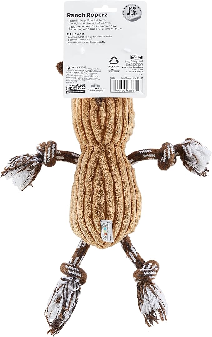Outward Hound Ranch Roperz Horse Plush Squeaky Dog Toy