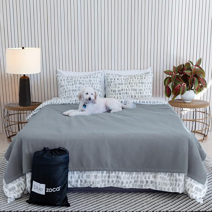 Waterproof Blanket | Machine Washable Dog Bed Cover | Water Proof Blanket to Protect Your Bed Couch Car from Leaks Spills & Accidents | for Adults Dogs & Pets | Oversized Queen Fit - 65x80in (Gray)