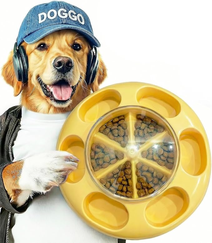 ABULL Interactive Dog Puzzle Toy - Simple Press to Get Treats, 2-in-1 Treat Dispenser & Slow Feeder for Healthy Eating, Keep Them Busy and Stop Boredom, Food-Grade & Easy-Clean for All Breeds