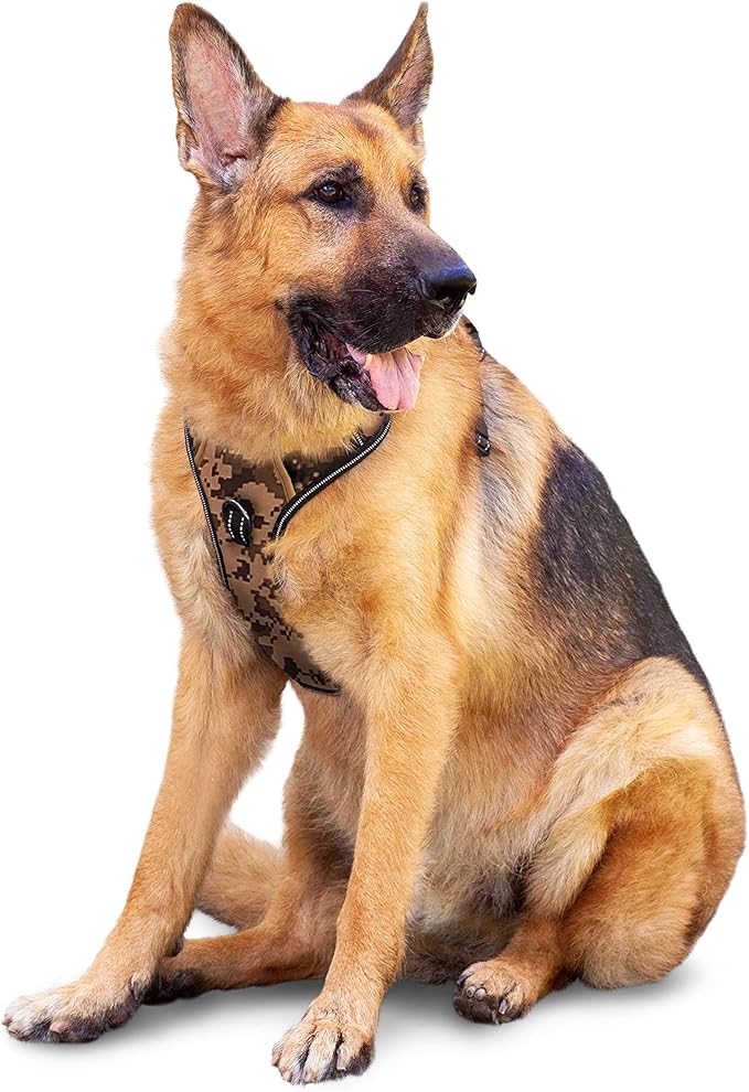 No Pull Dog Harness, Reflective Walking Dog Harness with Easy Control Handle and Front & Back Clips,Adjustable Breathable Soft Padded Dog Vest Harness for Large Medium Small Dogs Camo,XL