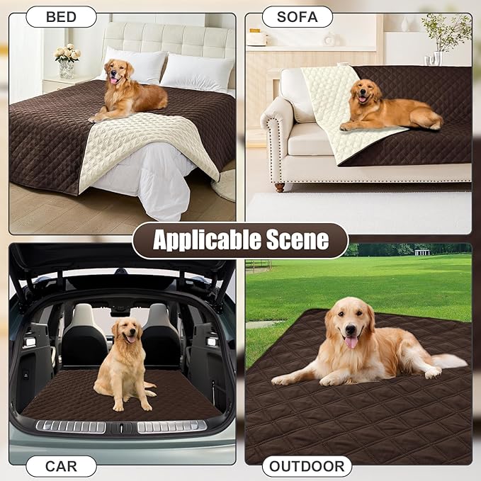 Smiry Waterproof Dog Bed Cover Pet Blanket, Soft Washable Dog Blanket for Furniture Bed Couch Sofa Reversible, Checkered (40"x80", Chocolate/Beige)