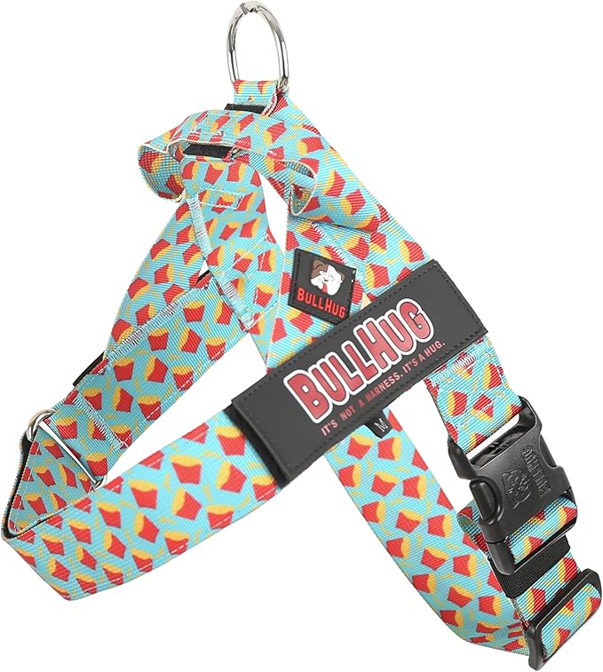 BULLHUG Adjustable Dog Harness– No Pull, No Choke – for English Bulldogs, French Bulldogs, Pugs & Broad-Chested Breeds – Easy, Safe Walks (Fries, XL)