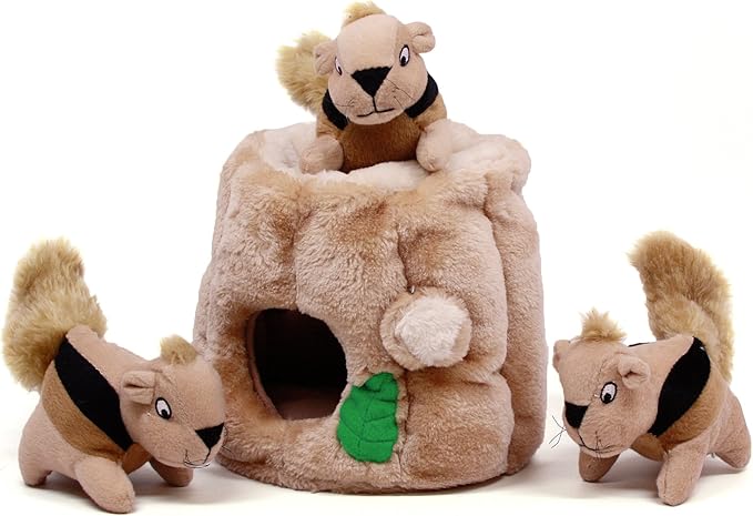 Outward Hound Hide A Squirrel Plush Dog Toy Puzzle (Medium) and Dog Brick Interactive Treat Puzzle Dog Toy