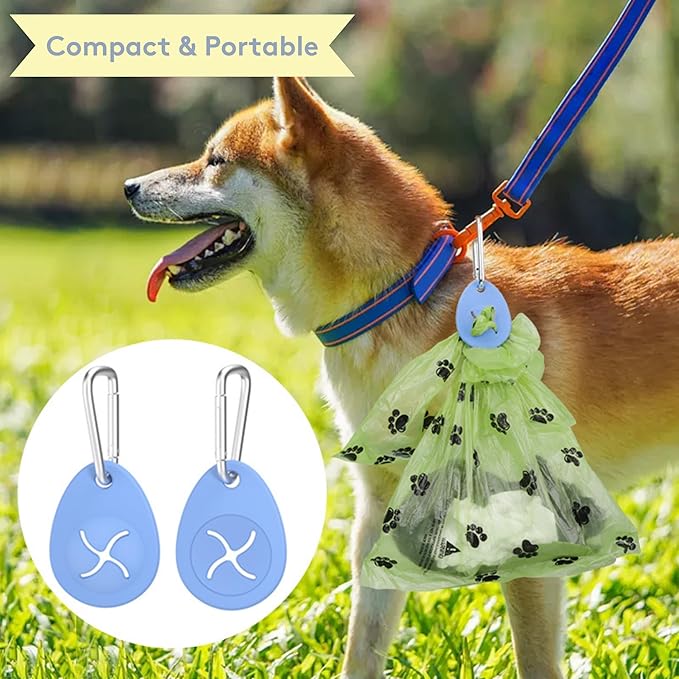 Dog Poop Bag Holder Charm for Hands-Free Carry of Used Poop Bag, Durable Eco-Friendly Silicone Dog Walking Accessory with Carabiner Clip - Mocha