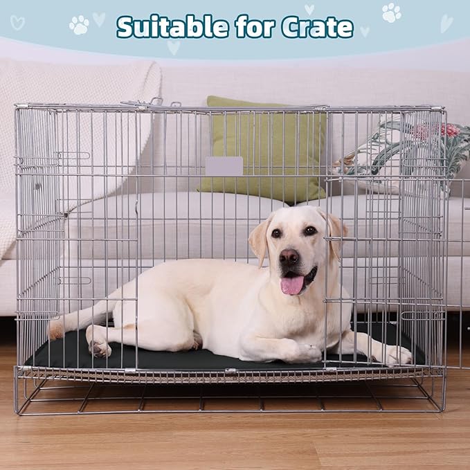 Extra Large Dog Crate Pad Bed, Waterproof Cooling Pet Bed for Large Dogs, Outdoor Pet Bed with High Resilience Foam,Wipe Clean & Easy Rinse, Anti Slip 48 inch Black