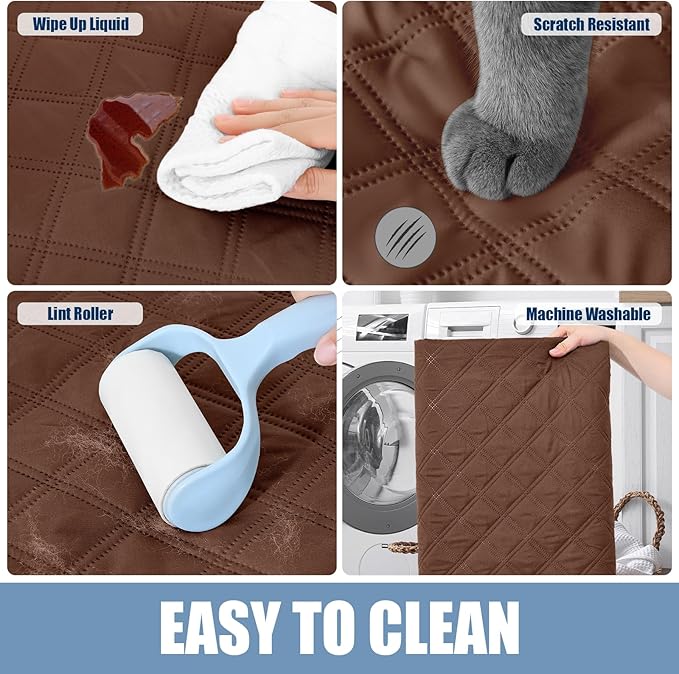 Smiry Waterproof Dog Bed Cover Pet Blanket, Soft Washable Dog Blanket for Furniture Bed Couch Sofa Reversible, Checkered (68"x82", Brown/Beige)