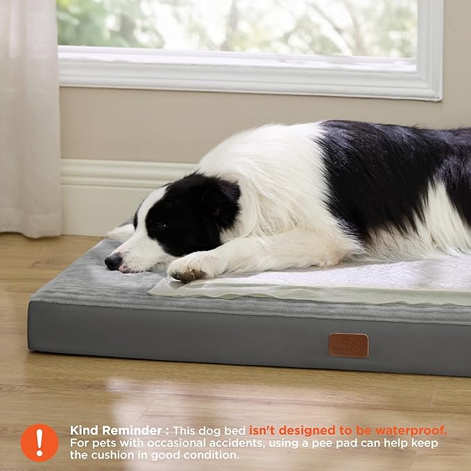 Bedsure ComfyFleece XL Dog Bed for Crate - Extra Large Orthopedic Pet Beds with Removable Washable Cover, NOT Waterproof Egg Crate Foam Mat for Pets Up to 80 lbs, 41"x27"x3.3", Not for Chewers