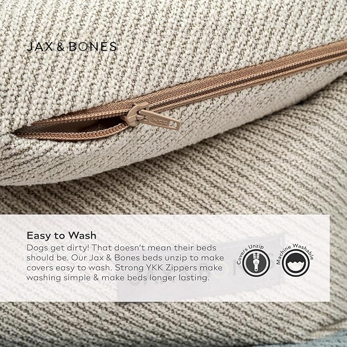 Jax & Bones Dog Bed Napper - Luna Grey Machine Washable Bed For Dogs - Extra Heavy Duty Bolstered Sides - Medium Grey Dog Mat Beds | 35 x 27 Inches
