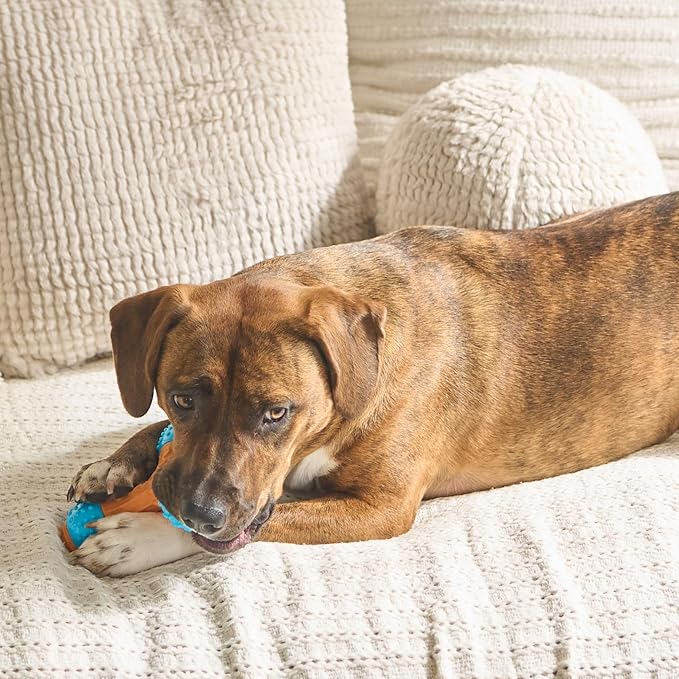 SPOT Bam-Bones PLUS Gigglers Tripod Durable Dog Chew Toy, For Large Aggressive Chewers, Bamboo Fiber & Nylon, Dual Texture, Massaging Rubber Ends, Sounds, Non-Splintering, Peanut Butter Flavor, 6 Inch