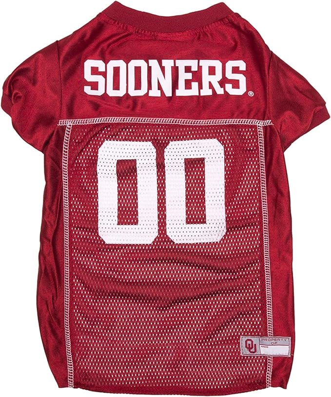 Pets First NCAA College Oklahoma Sooners Mesh Jersey for DOGS & CATS, X-Small.Licensed Dog Jersey with your Favorite Football/Basketball College Team