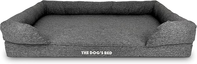 The Dog’s Bed Orthopedic Memory Foam Dog Bed with Bolsters, Largeinen Fabric, Grey Linen, XXL