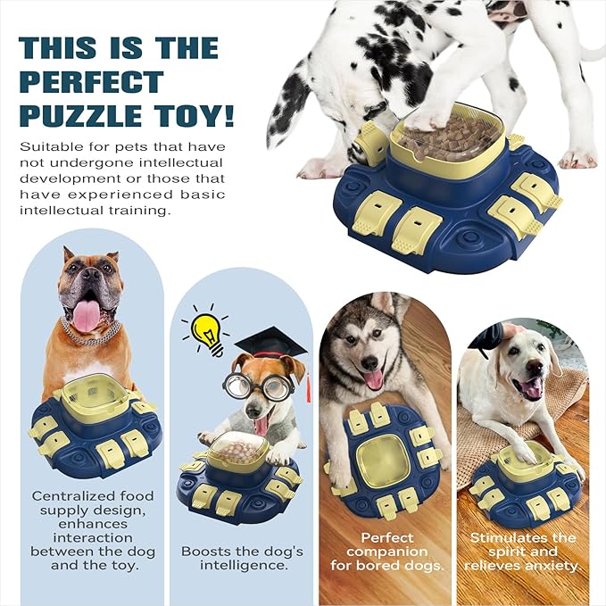 KADTC 2 Levels of Challenge Dog Puzzle Feeder Toy U.S. Brand,Design Push-to-Release Treat Dispenser for Small Medium Large Dogs Boredom Buster Puppy Mental Stimulation Enrichment Feeding Puzzles Toys
