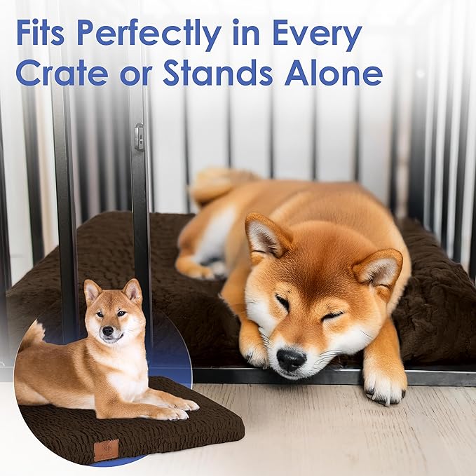 American Kennel Club Orthopedic Memory Foam Dog Crate Mat, Egg Crate Foam Cushion, Washable Cover, Non-Slip Base, Eases Joint Pain, Breathable, Durable, 36x23, Brown