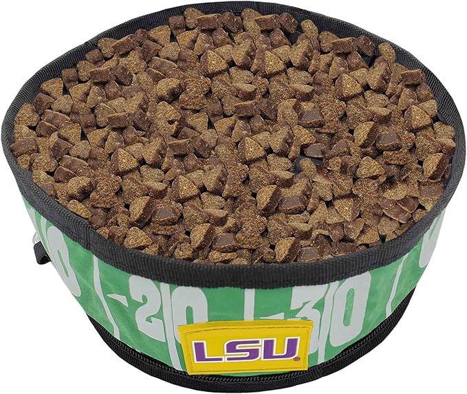 Pets First NCAA LSU Tigers Collapsible Dog Travel Bowl Set, 2 Pack Food & Water Bowls for Dogs, Best Portable & Lightweight Leak-Proof Dog Bowls for Travel