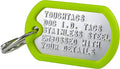 Dog Tags for Dogs, Custom Dog Collar ID Tag Personalized for Pets - Super Tough, Quiet Embossed Military Style Stainless Steel Dog Name tag (Green)