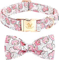 Elegant Little Tail Pink Elephant Cookies Print Cotton Soft Durable Adjustable Dog Collar, Large, For Large Dogs
