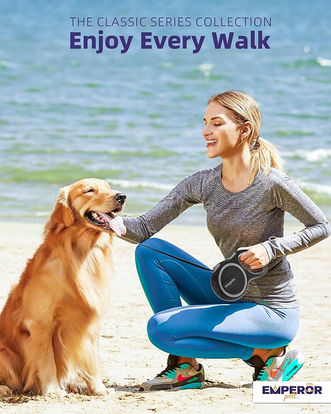 Emperor Pets 16 Feet Retractable Dog Leash Small Dogs - Up to 44lbs, Heavy Duty Leash Retractable 16 ft, Dog Leashes for Small Breed Dogs -GY16S