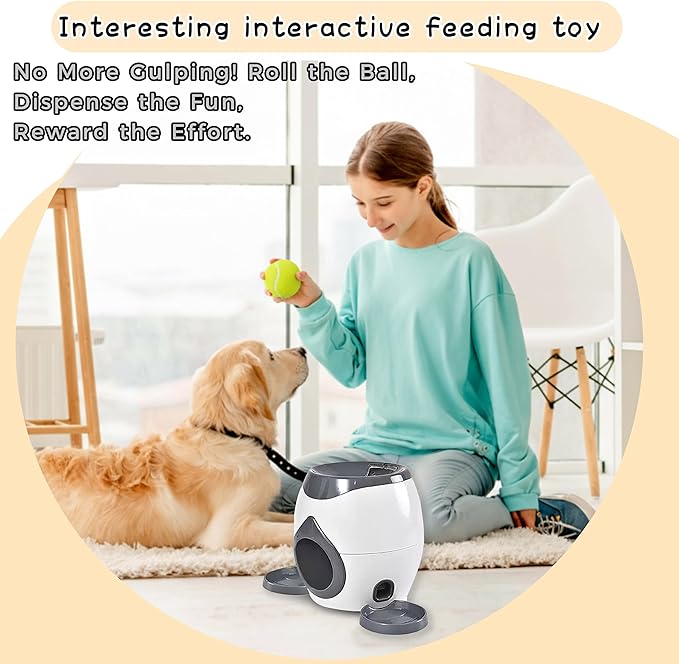 ABULL Interactive Dog Puzzle Toy - Drop The Ball to Get Treats, 2-in-1 Treat Dispenser & Slow Feeder for Healthy Eating, Keep Them Busy and Stop Boredom, Fun and Durable for All Breeds (Gray)