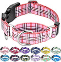 Martingale Collar with Quick Release Buckle Cute Girl Female Training Dog Collars (Pink Plaid, Medium)