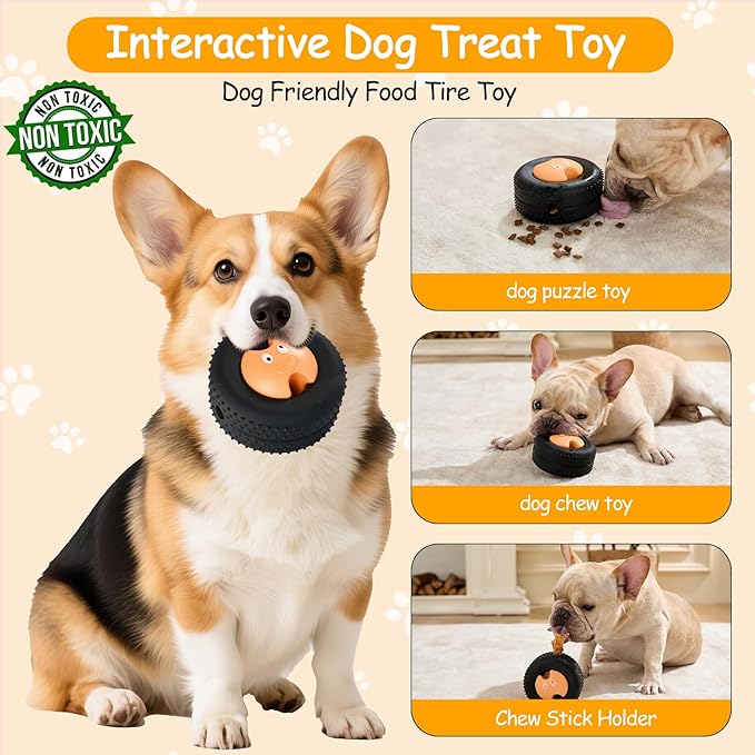 Treat Dispensing Dog Toys, Interactive Dog Puzzle Toys for Boredom Relief & Training, Teeth-Cleaning Chew Toys, Slow Feeders for Small & Medium Dogs