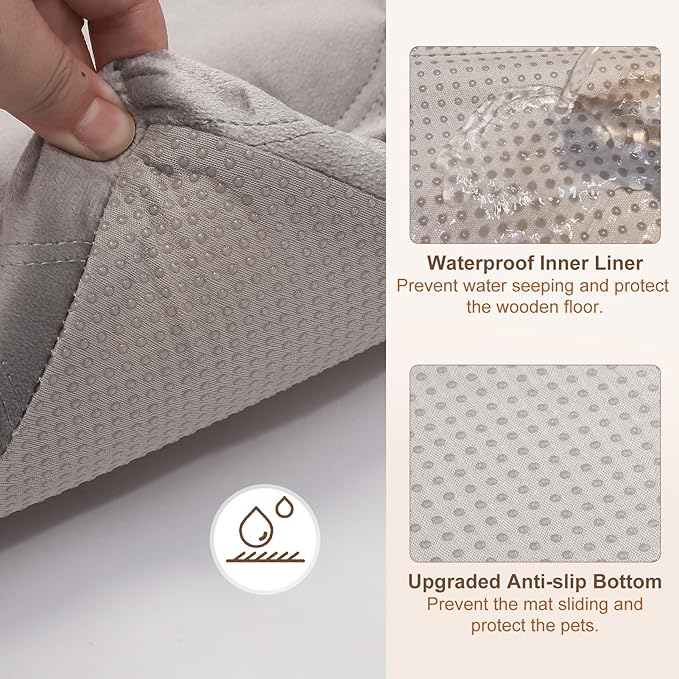 BEAUTYZOO Dog Crate Pad for Large Dogs, Washable & Detachable Kennel Mat, Anti-Slip Soft Fluffy Puppy Bed for Crate, Cage, and Car Travel, Cozy Sleeping Mattress, 48x30 Inches, Gray