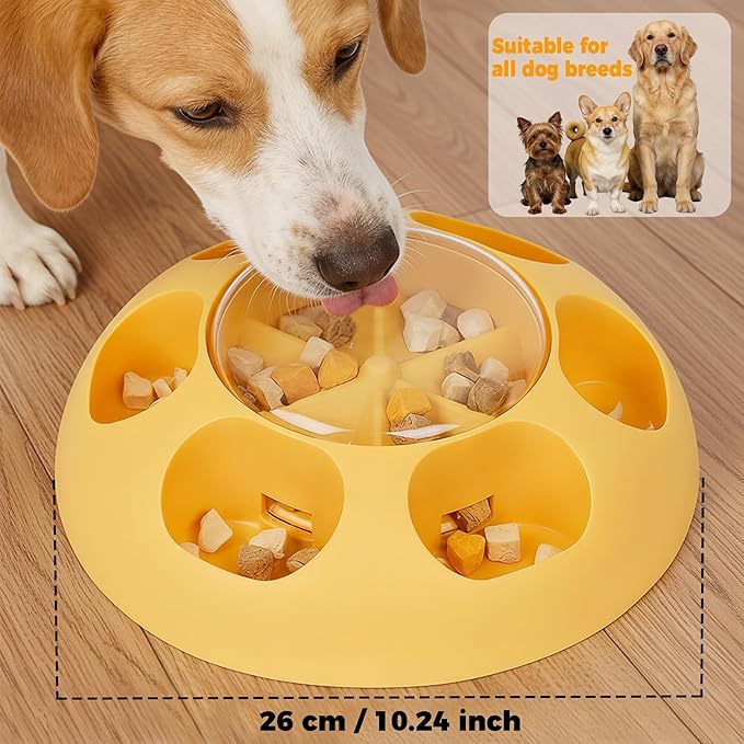 ABULL Interactive Dog Puzzle Toy - Simple Press to Get Treats, 2-in-1 Treat Dispenser & Slow Feeder for Healthy Eating, Keep Them Busy and Stop Boredom, Food-Grade & Easy-Clean for All Breeds