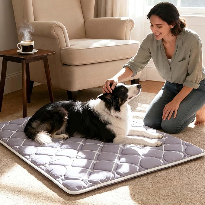 Bubble bear Dog Crate Mat - Ultra Soft, Washable & Anti-Slip Kennel Pad for Small/Medium/Large Dogs, Dark-Hued to Hide Stains (36"x23")
