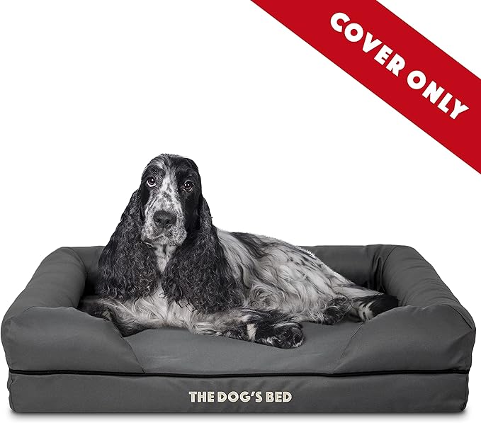 The Dog’s Bed Replacement Outer Cover, Oxford Fabric, Grey with Black Trim, Medium