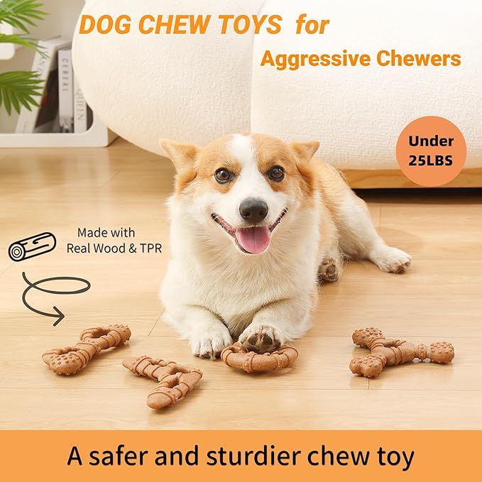 Puppy Chew Toys 6 Pack, Indestructible Dog Toy for Small Dogs, Dog Bones for Aggressive Chewers Puppy Teething Toys to Keep Them Busy, 30lbs and Under