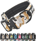 TSPRO Premium Dog Collars Tactical Dog Collar with Patch and Heavy Duty Quick-Release Metal Buckle Durable Thick and Adjustable for Medium to Large Dogs (Camo Khaki L)