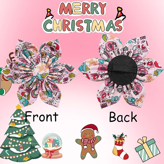 Elegant Little Tail Dog Collar with Flower, Christmas Dog Collar for Small Dogs