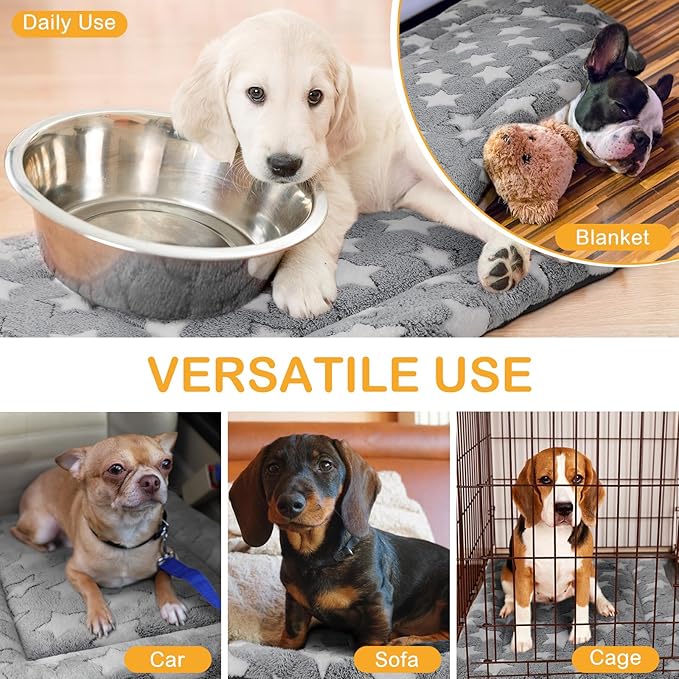 VitalCozy 4 Pcs Dog Crate Pads, Ultra Soft Warm Washable Anti-Slip Kennel Bed Mat for Pets, Reversible, Replaceable, Cozy Cage Liner for Small Medium Large Dogs and Cats(18 x 24 x 1.6 Inch,Gray)