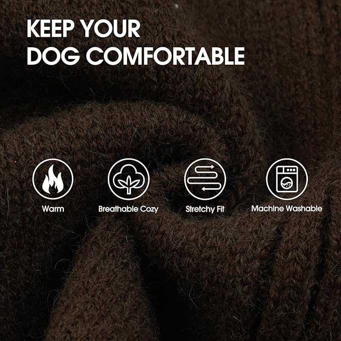 IECOii XXXL Dog Sweater,Warm Dog Sweaters for Extra Large Dogs Girl Boy,Stretchy & Cozy,Turtleneck Knitted Pullover for Pet Wear On Holiday,Easy On Doggy Sweatshirt for Labrador (Brown,XXXL)
