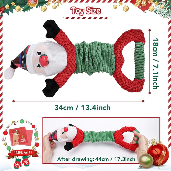 Newget Dog Plush Squeak Toy, Durable, Christmas, Medium, Large, Small Dogs, Puppy Teething, Chewing, Playing