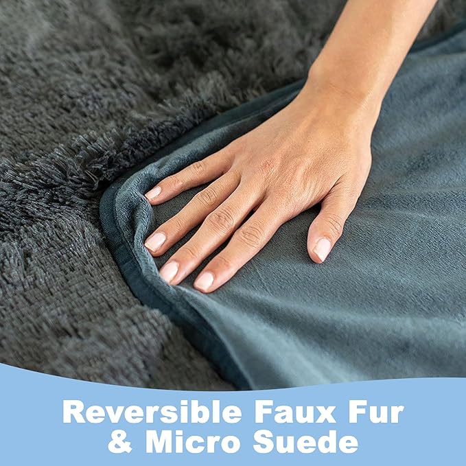 PawProof Fuzzy Pet Throw Blanket - Waterproof Blanket for Dogs & Cats - Faux Fur & Ultra-Soft Microsuede - Grey L Size (48"x76")