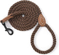 Mile High Life Dog Leash, Braided Cotton Rope Leashes with Leather Tip - Heavy Duty Metal Clasp, 6FT, 1/2" Thick - Wedding, Walking & Training Leash for Small Medium Large Dogs (Dark Brown)