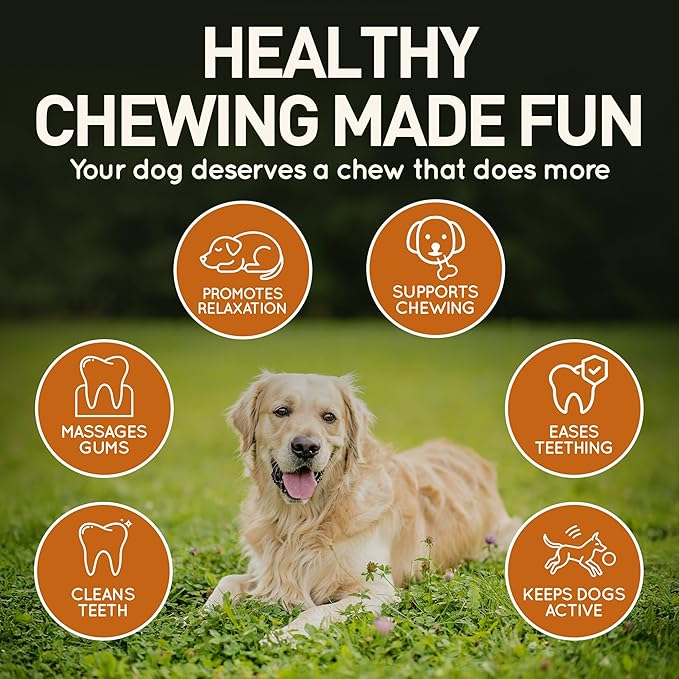 Wildfang® Leather Dog Toy, Large – Soft Dog Chew Toys for Gentle Chewers, Puppies, Senior or Older Dogs with Sensitive Teeth – Non-Toxic, Stuffless, 5mm Leather Bone for Dogs Over 33 lbs, Pack of 3