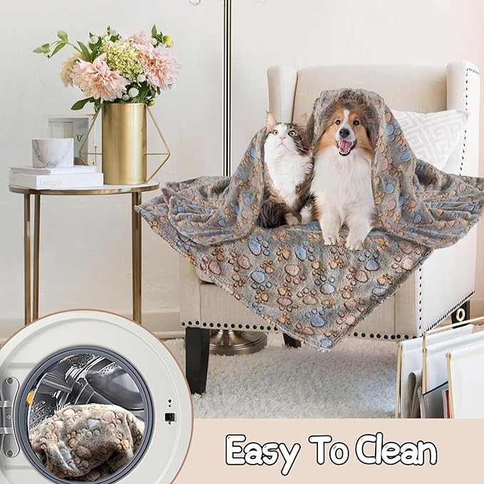 Rezutan 1 Pack 3 Blankets for Dogs, Dog Blanket for Large & Medium Pet Cat, Premium Soft Fluffy Suitable for Dog Kennels & Beds, Sofas, Gifts Puppy Essentials, 41x31inch, Tan