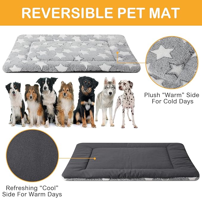 VitalCozy 4 Pcs Dog Crate Pads, Ultra Soft Warm Washable Anti-Slip Kennel Bed Mat for Pets, Reversible, Replaceable, Cozy Cage Liner for Small Medium Large Dogs and Cats(30 x 48 x 1.6 Inch,Gray)