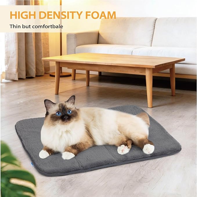 Dog Crate Pad for Small Dogs - 24x18 Memory Foam Dog Bed, Washable & Anti-Slip Dog Bed Mat, Ultra Soft Kennel Pad for Dogs Cozy Sleeping Mat, Grey