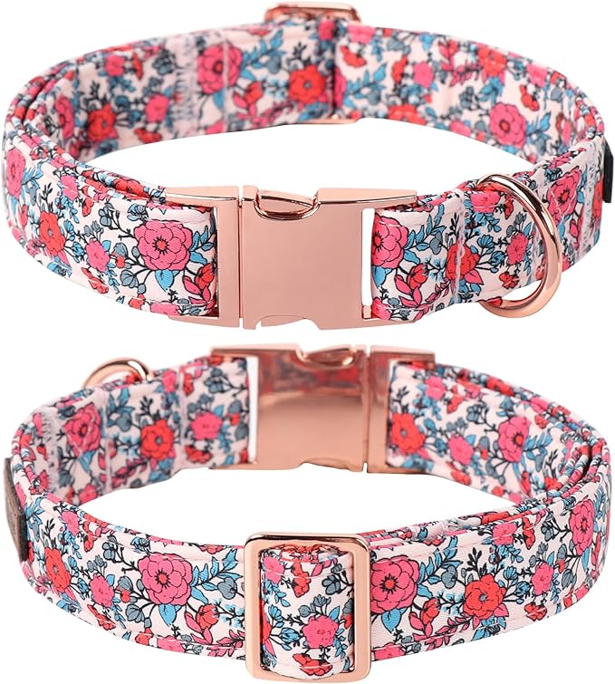 Lionet Paws Pink Flower Dog Collar, Cute Spring Dog Collar for Girl for Small Dogs, Adjustable Cotton Flower Pet Puppy Collars for Small Dogs