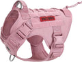 OneTigris Tactical Dog Harness Vest,No-Pull Service Dog Vest with Hook & Loop Panels,Adjustable Dog Vest Harness for Walking Hiking Training(Pink,S)