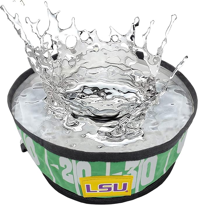 Pets First NCAA LSU Tigers Collapsible Dog Travel Bowl Set, 2 Pack Food & Water Bowls for Dogs, Best Portable & Lightweight Leak-Proof Dog Bowls for Travel