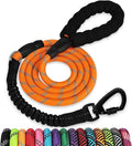 Rope Dog Leash 6 FT: Heavy Duty Leashes with Swivel Lockable Hook Reflective Threads Bungee and Padded Handle - Dog Lead for Large Small Medium Dogs Outside Walking Hiking Orange