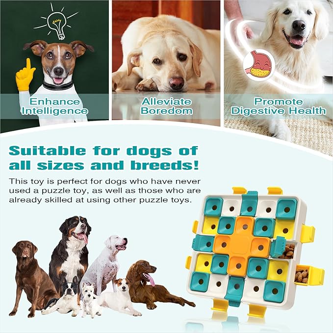 KADTC 2 Levels of Challenge Advanced Dog Puzzle Toy, Brain-Teasing Cube,U.S. Brand & Design,Interactive Boredom Buster for Smart Dogs Small Medium Large All Breeds Mental Stimulation Enrichment Toys