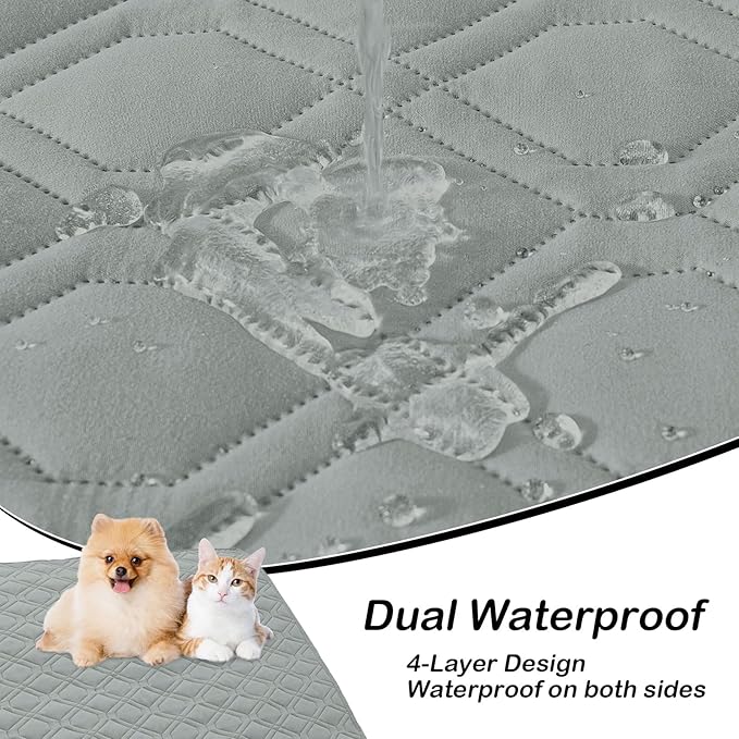 hyha Waterproof Dog Bed Blanket, Soft Pet Blankets, Waterproof Couch Cover for Dogs, Reversible Sofa Covers Washable for Furniture (68x82 Inch, Grey/Light Grey)