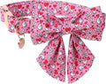 DOGWONG Valentine Dog Collar with Bow, Pink Heart, Medium, Cotton, Durable Soft, Perfect Fit, Stylish Bowtie Design