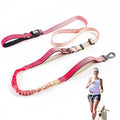 Heavy Duty Hands Free Dog Leash, 5-7 FT Reflective Adjustable Waist Dog Leash Belt with Padded Handles, Shock Absorbing Bungee and Car Seat Belt for Large Medium Dogs (Gradient Rose, XL)