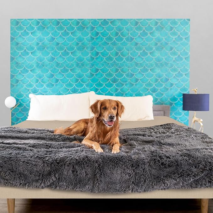 PawProof Fuzzy Pet Throw Blanket - Waterproof Blanket for Dogs & Cats - Faux Fur & Ultra-Soft Microsuede - Grey S Size (28"x38")